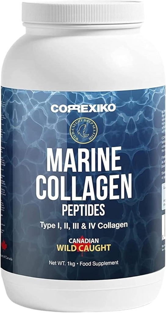 Péptidos de colágeno marino hidrolizado Polvo. Canadian Wild-Caught Fish Skin(No Scales)-Colageno Hidrolizado en Polvo-Vital Protein Supplement for Skin, Hair, Joints and Digestion, Marine Powder (1kg)