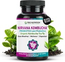 TRIO NUTRITION Nirvana Kombucha - Multi-Strain Probiotics " Prebiotic Blend with Organic Tea - Delayed-Release Capsules for Digestive " Immune Health - Bloating Relief - Natural pH Balance