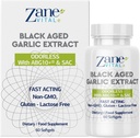 Zane - Cápsulas de Ajo Negro Envejecido - Sistema Inmune, Presión de Sangre y Apoyo a la Salud Colesteral - Menos olor - Más Eficaz que Allicin - 60 Cápsulas No GMO, Gluten - Lactose – Paraben Gratis.