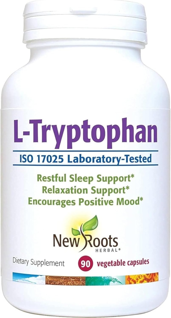 NOTICIAS ROOTS HERBAL L-Tryptophan Suplemento para el sueño (90 cápsulas) 220mg, Herbal Suplemento para el sueño saludable, el mood y la respuesta al estrés – Gluten-Free, Non-GMO