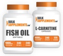 BulkSupplements Fish Oil 1000mg Softgels + L-Carnitine Capsules Bundle