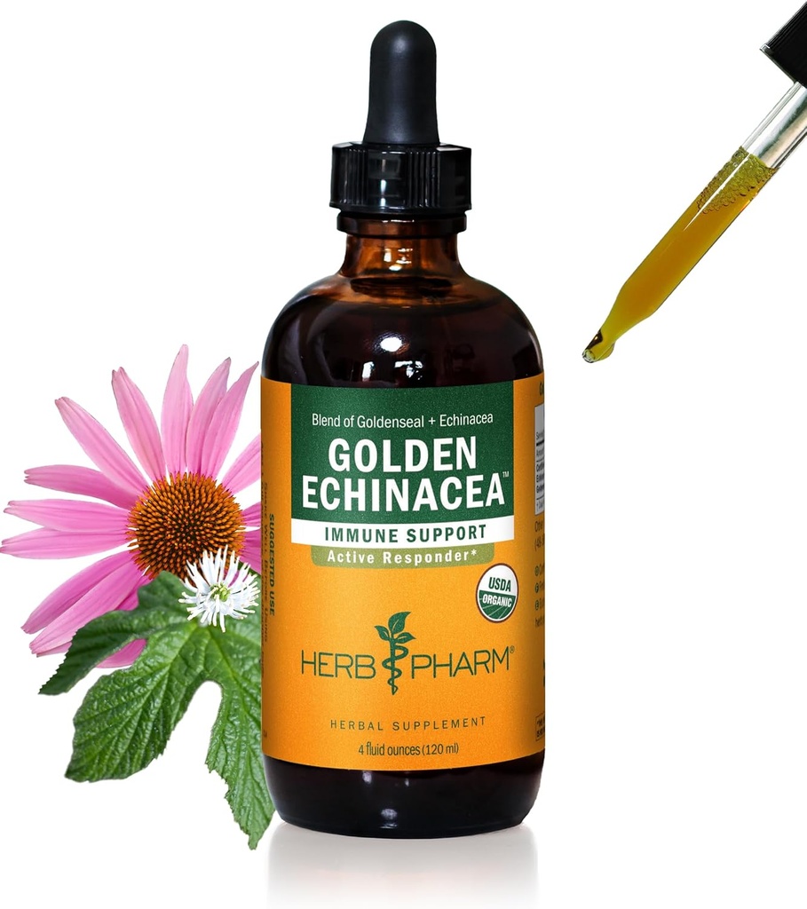 Herb Pharm Certified Orgánica Oro Echinacea Líquido Extracto para el Sistema Inmuno - 4 onzas