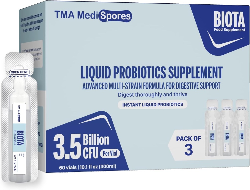 Bebidas probióticas de biota para la salud digestiva &amp; soporte inmunológico,Constipación de estómago de apoyo rápido, Probiótico diario digestivo para adultos, niños, gluten, azúcar libre " , 60 servicios