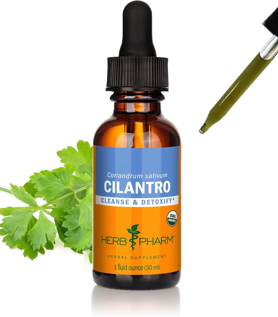 Herb Pharm Certified Orgánica Cilantro Extract for Cleansing and Detoxification Support - 1 Ounce