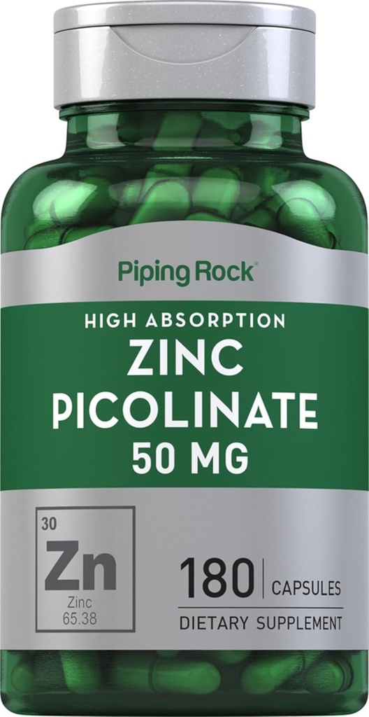 Piping Rock Zinc Picolinate 50mg  180 Capsules ← Non-GMO, Gluten Free Supplement