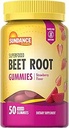 Sundance Beet Root Gummies Silencio 50 Conde ← Superfood Silencio con Black Pepper Silencio Strawberry Flavor ← Vegan, No GMO &amp; Gluten Suplemento Gratis