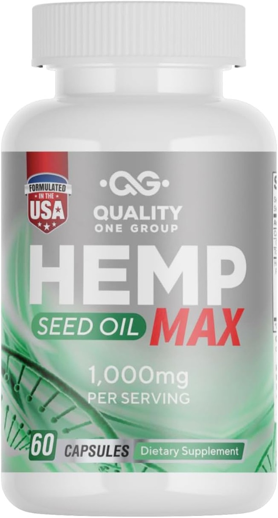 Cápsulas de aceite de semilla de cáñamo 1000mg con triple Omega 3 6 9 ← Suplemento orgánico con ácidos grasos esenciales para el apoyo conjunto Relajando la salud de la orina y la piel - 60 cápsulas líquidos veganos, no GMO, hechos en EE.UU.