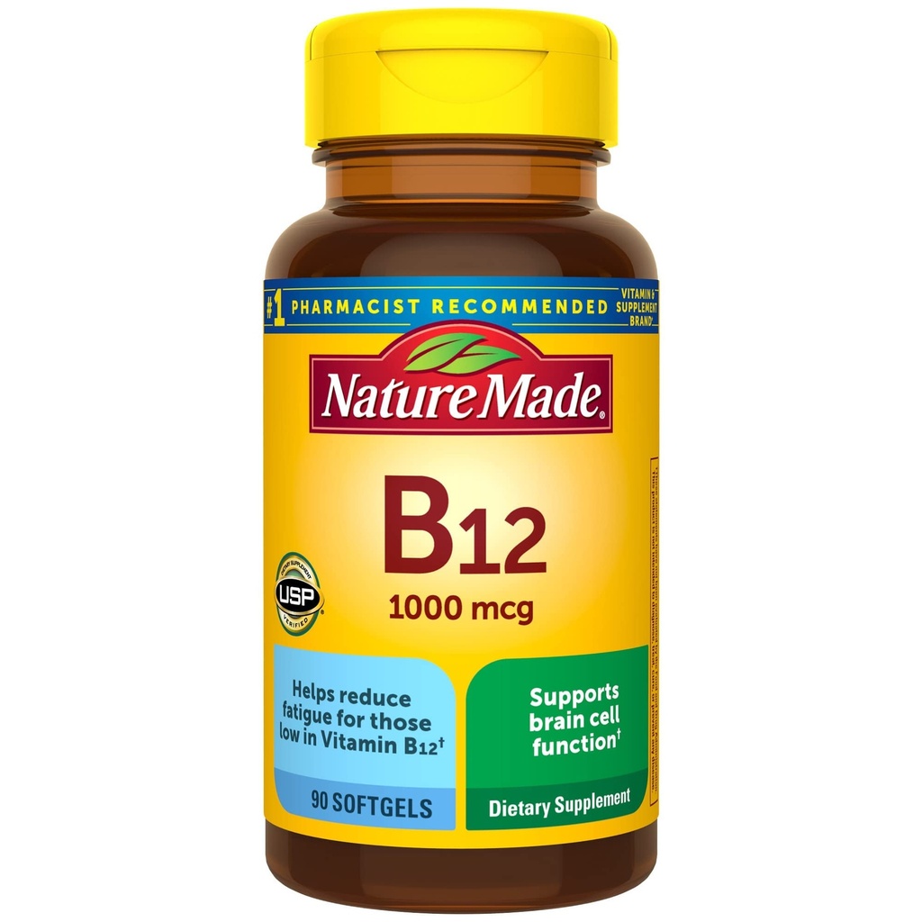 Nature Made Vitamin B12 1000 mcg, Dietary Supplement for Energy Metabolism Support- 90 Softgels.,
