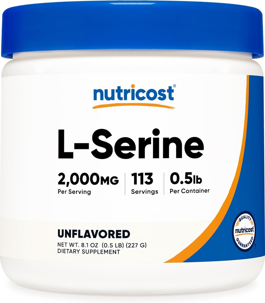 Nutricost L-Serine Powder, 113 Servings (.5LB) - 2,000 MG Por Serving - Non-GMO, Gluten Free
