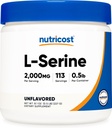 Nutricost L-Serine Powder, 113 Servings (.5LB) - 2,000 MG Por Serving - Non-GMO, Gluten Free