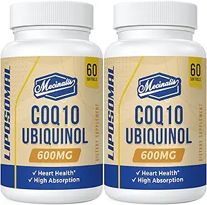 Liposomal CoQ10 Ubiquinol 600mg Softgels Silencio Superior Absorción Ubiquinol CoQ10 Suplemento  Powerful Active Antioxidant Form of Coenzyme Q10  durable Heart Funcional &amp; Energy Production  sometida Softgels