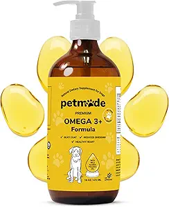 Omega 3 aceite de pescado para perros Skin and Coat - Wild Alaskan Pollock Oil for Itchy Skin- Omega 3 ácidos grasos para perros - EPA líquido &amp; DHA Suplementos - con zinc, vitamina C, B2, B7 &amp; E - 16 Fl Oz