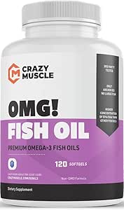 Aceite de pescado Omega-3 Premium de Anchovies Puros, 120 Softgels - Potent 1000mg Omega-3, Burpless Fórmula - Apoya Cerebro y Corazón Salud - No GMO con 250% Más EPA &amp; DHA - 120 Servimientos