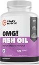 Aceite de pescado Omega-3 Premium de Anchovies Puros, 120 Softgels - Potent 1000mg Omega-3, Burpless Fórmula - Apoya Cerebro y Corazón Salud - No GMO con 250% Más EPA &amp; DHA - 120 Servimientos