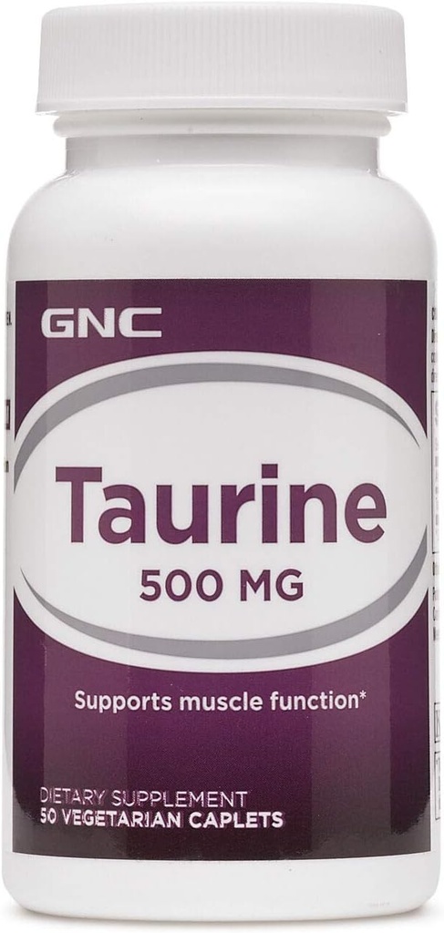 GNC Taurine 500mg, 50 Caplets, Supports Muscle Function