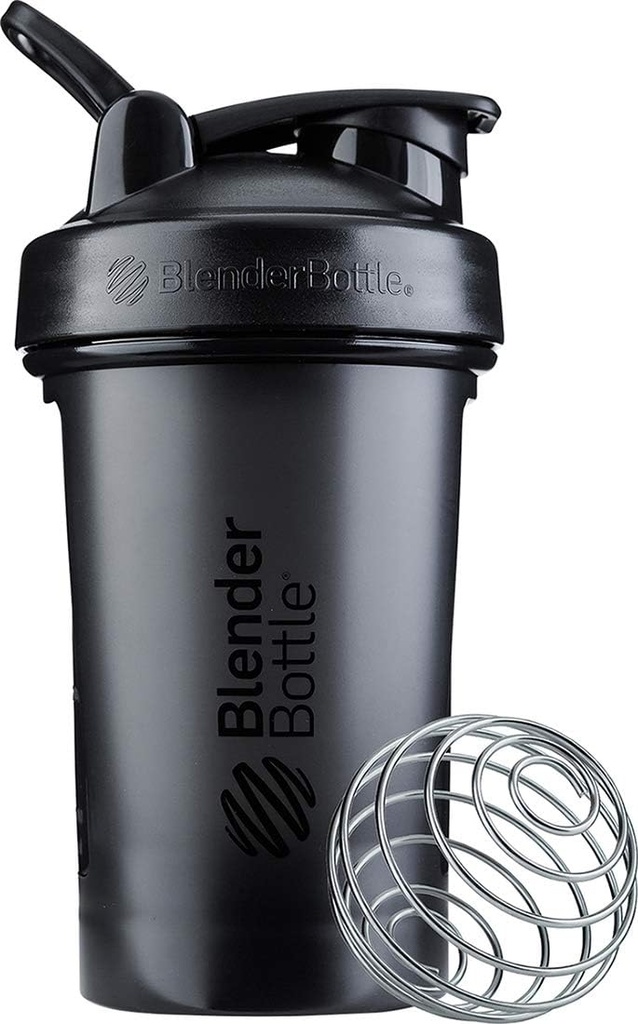 BlenderBottle Classic V2 Shaker Bottle Perfect para Protein Shakes y Pre Workout, 20-Once, Negro
