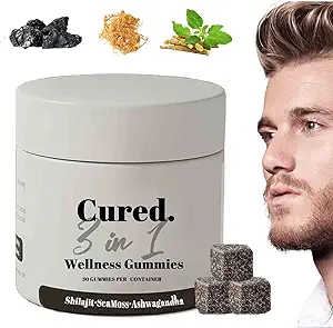 Curado 3 en 1 Gummies, 3 en 1 Shilajit Gummies para Hombres, Shilajit Gummies para Hombres, Pure Shilajit Gummies para Hombres, 30 Day Supply Por Bottle