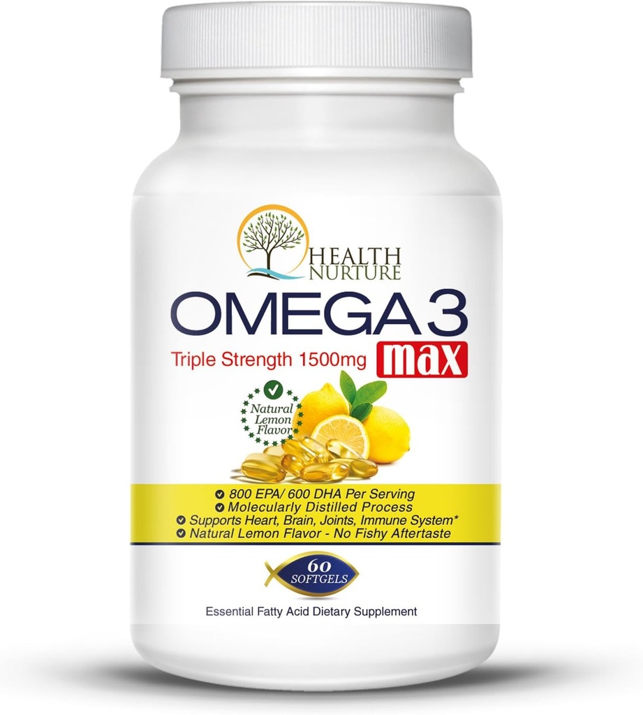 Petróleo de pescado Omega-3 Fuerza máxima 1500mg (800 EPA/600 Dha) Aceite de pescado de grado farmacéutico