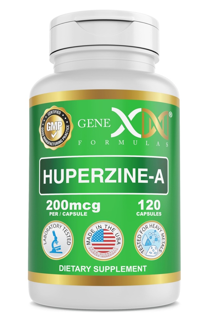 Genex Fórmulas Huperzine A 200mcg (120 Capsules) ← Nootropic Supports Memory, Focus, and Cognitive Health - Non-GMO, Gluten Free, Vegetarian