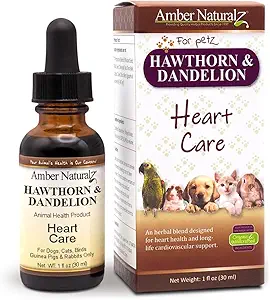 Amber NaturalZ Hawthorn &amp; Dandelion Herbal Supplement for Dogs, Cats, Birds, Rabbits, and Guinea Pigs ← Apoya la Salud del Corazón, Circulación y Equilibrio Fluido ← Cuidado Cardiovascular Natural