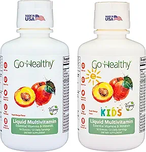 Go Healthy Multivitamin for Kids, Toddlers (1 Bottle) and Multivitamin for Women, Men and Teens (1 Bottle) Vegan, Bundle