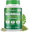 Moringa Capsules  800mg Pure Moringa Powder Capsules – Soporta Energía, Esquí y Gut Health, Sistema Inmunitario – Superalimentos Verdes con Vitaminas y Aminoácidos (90 Caps)