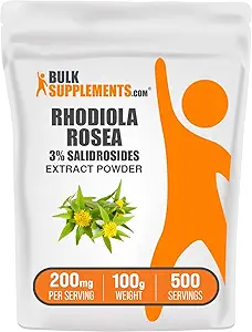 BulkSupplements.com Rhodiola Extract Powder - 3% Salidrosides, Rhodiola Rosea Extract - Herbal Supplement, Gluten Free, 200mg per Serving, 100g (3.5 oz) (Pack of 1)