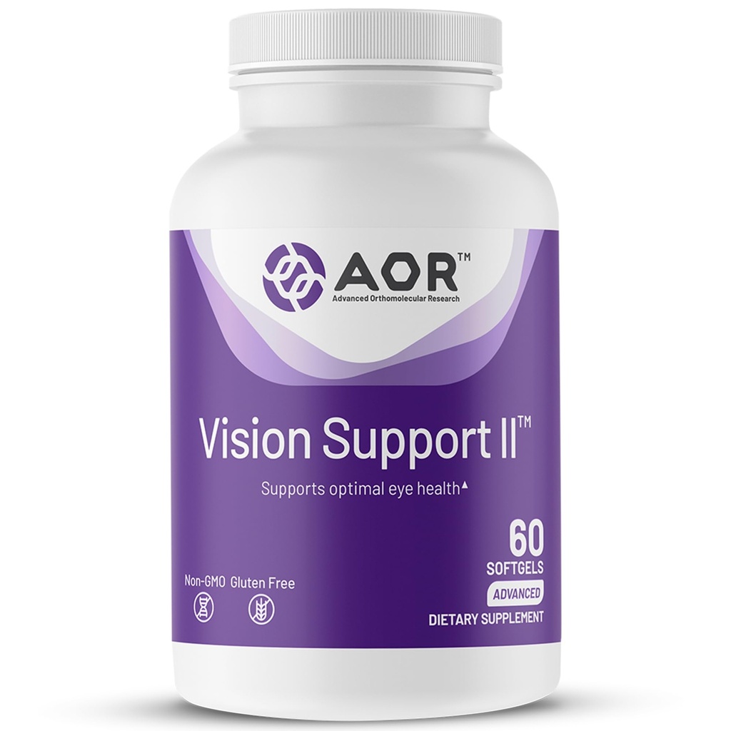 AOR, Visión Apoyo II, Suplemento Natural para Apoyar la Salud Ocular, con Lutein y Zeaxanthin, Gluten Free, 60 Softgels (30 Serviciones)