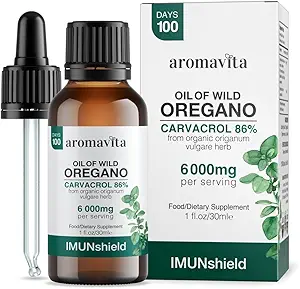 ImunShield Wild Oregano Oil Organic Liquid Drops - orégano a mano con 86-90% Carvacrol para soporte inmuno y digestivo - Vegan, No GMO, Sin gluten, 1 fl. oz./ 30ml