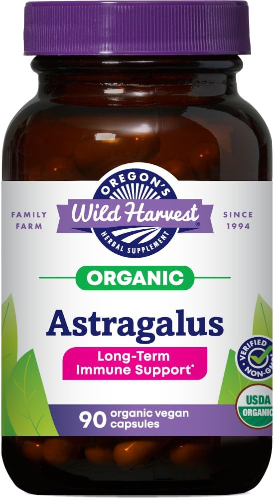 Cosecha Salvaje de Oregon, Certified Organic Astragalus Capsules for Immunity Support, 1125 MGS, 90 Count