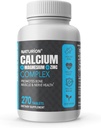 Calcio Magnesio Zinc Suplemento - 3-en-1 Complejo con 1000 mg de calcio, 500 mg de magnesio, 10 mg de zinc - Bono, Muscle &amp; Immune Soporte - 270 Tabletas, 90 Day Supply