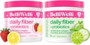Belli Welli Daily Fiber Supplement Duo - Strawberry Lemonade & Cucumber Lime Mint - con Collagen, Probiotics & Electrolytes - Refreshing Flavors for Balanced Wellness - 32 Total Servings