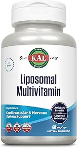 KAL Liposomal Multivitamina - High Potency Liposomal Vitamina C, D-3 y Más - Hombres y Mujeres Multivitamina para Cardiovascular y Nervous System Support - 30 Servimientos, 60 VegCaps