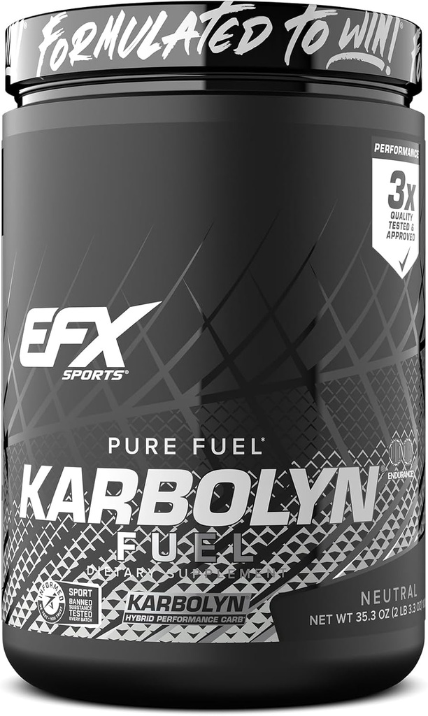 EFX Sports Karbolyn Fuel ← Fast-Absorbing Carbohydrate Powder Silencio Carb Load, Sostened Energy, Quick Recovery TEN Stimulant Free TEN 20 Servings (Neutral)