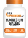 BulkSupplements.com Magnesium Malate Capsules - Magnesium Supplement, Magnesium Malate 400mg - Essential & Gluten Free, 4 cápsulas por Serving, 240 Conde (Pack of 1)
