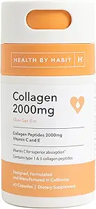 Salud por Habit Collagen Suplemento 2 Pack (120 Capsules) - Vitamina C & Vitamina E, 2000mg, Peptides Collagen, Absorción Superior, Apoya tu piel, No GMO, Libre de Azúcar (2 Pack)
