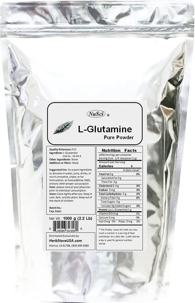 L-Glutamina Pure Powder 1000g (2.2 lb) Grado FCC