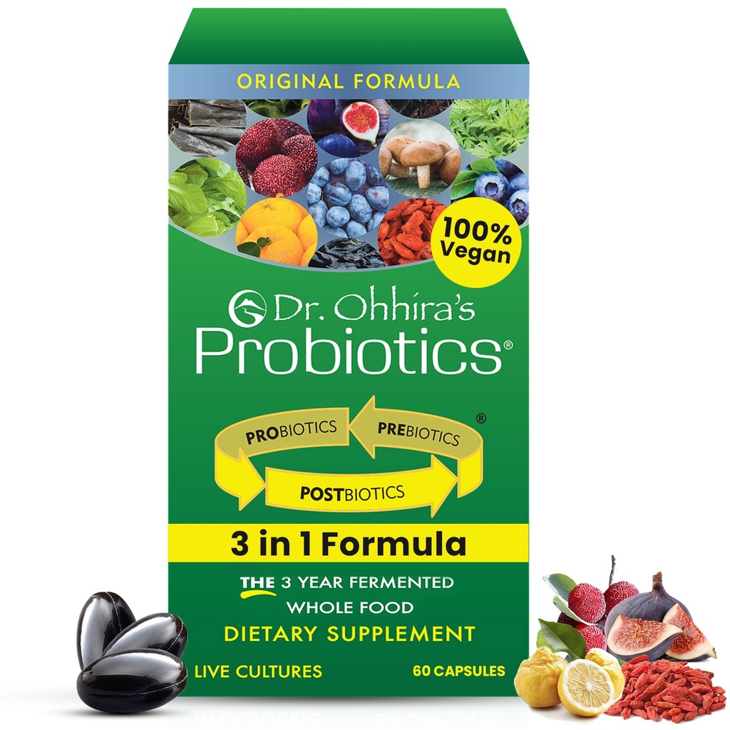 Fórmula original del Dr. Ohhira con Prebióticos fermentados de 3 años, Probióticos activos vivos y el único producto con metabolitos postbióticos, 60 cápsulas