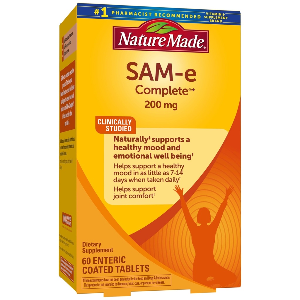 Nature Made SAM-e 200 mg Complete, Suplemento dietético para el soporte de orina, 60 Tabletas, 30 Day Supply