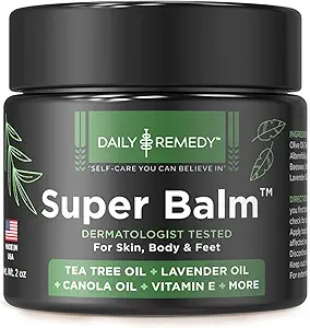 DAILY REMEDY Tea Tree Oil Extra Strength Super Balm - Athletes Foot Cream Combats Ringworm, Jock Itch, Nail Issues - Nourishes Cracked Itchy Skin on Body & Feet - Made in USA (2 Pack)