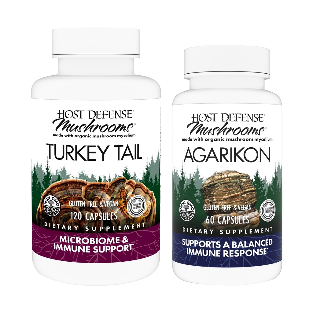 Host Defense Bundle with Turkey Tail Capsules, 120 Conde " Agarikon Capsules, 60 Conde - Apoyo Digestivo " Salud Inmune - Apoyo Funciones inmunitarias " Cell Strength*