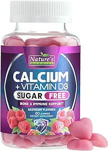 Calcio Suplemento Gummies - Azúcar Calcio Libre Gummy con 400 UI Vitamina D3 para la mejor absorción - Apoyos Salud Inmune, Huesos y Dientes - Vacaciones de Calcio de la Naturaleza para Hombres Mujer - 120 Gummies