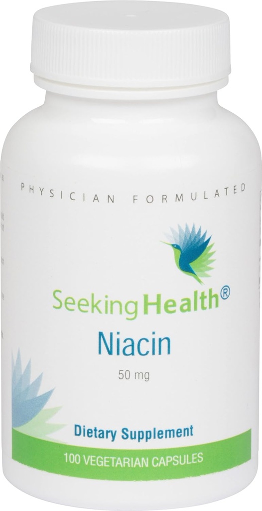 Niacina de salud - Suplemento con Niacina Biodisponible - Apoyo a la producción de energía " Salud de la piel - Suplemento de la piel Fórmula - 50 mg, 100 cápsulas