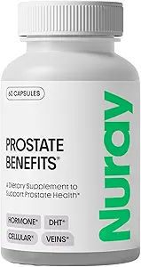 Nuray Prostate Support Suplemento para Hombres y Mujeres con Saw Palmetto, Vitamina C, Vitamina E, Zinc, Stinging Nettle & Alpha Lipoic Acid - 60 cápsulas vegetarianas
