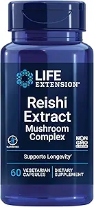 Extensión de vida Reishi Extract Mushroom Complex - Mushrooms Herbal Supplement for Immune Support – Ganoderma Lucidum Extract - Gluten-Free, Non-GMO, Vegetarian – 60 cápsulas