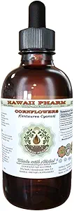 Hawaii Pharm Cornflower Extract líquido libre de alcohol, Cornflower orgánico (Centaurea Cyanus) Flor seca Glicérite Natural Herbal Suplemento 2 oz