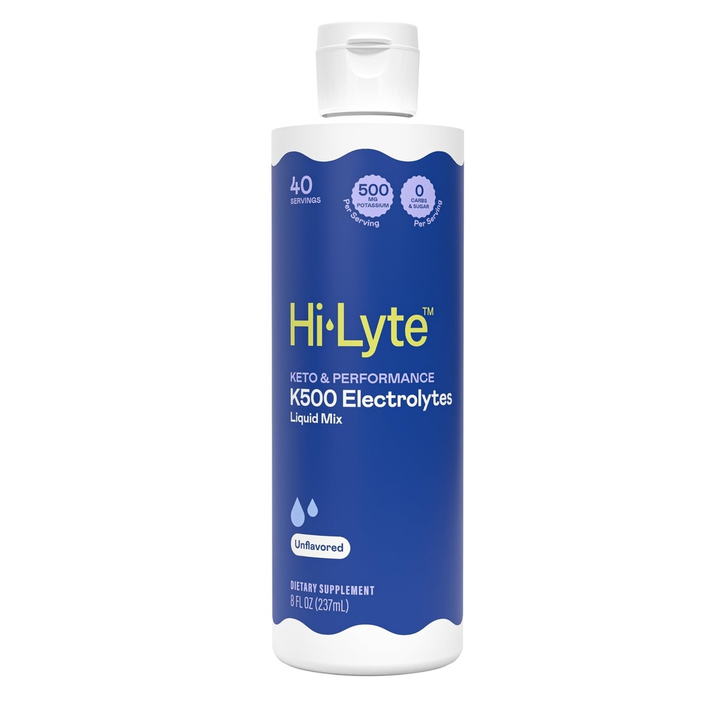 Hi-Lyte Keto & Performance K500 Electrolytes Unflavored Liquid Mix, 30 Servimientos