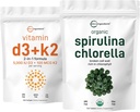Micro Ingredientes Clorella orgánica Spirulina 3000mg Tablets &amp; Vitamin D3 5000iu + K2 100mcg Bundle 2 Pack ← Muro de células, rico en proteína vegana " clorophyll " imper Essential Sunshine Vitamins
