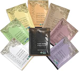 Truvani Vegan Pea Protein Powder ← Sample Pack ← 20g Organic Plant Based Protein  8 Single Serving Packets ← Keto ← Gluten " Dairy Free Silencio Bajo Carb Silencio No Añadido Sugar