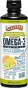 Citrus Sorbet High Potency Omega 3 Fish Oil Liquid Supplement, 1500mg of EPA & DHA Fatty Acid, Smoothie Flavored " Burpless for Brain, Joint, " Heart Health, 16 oz